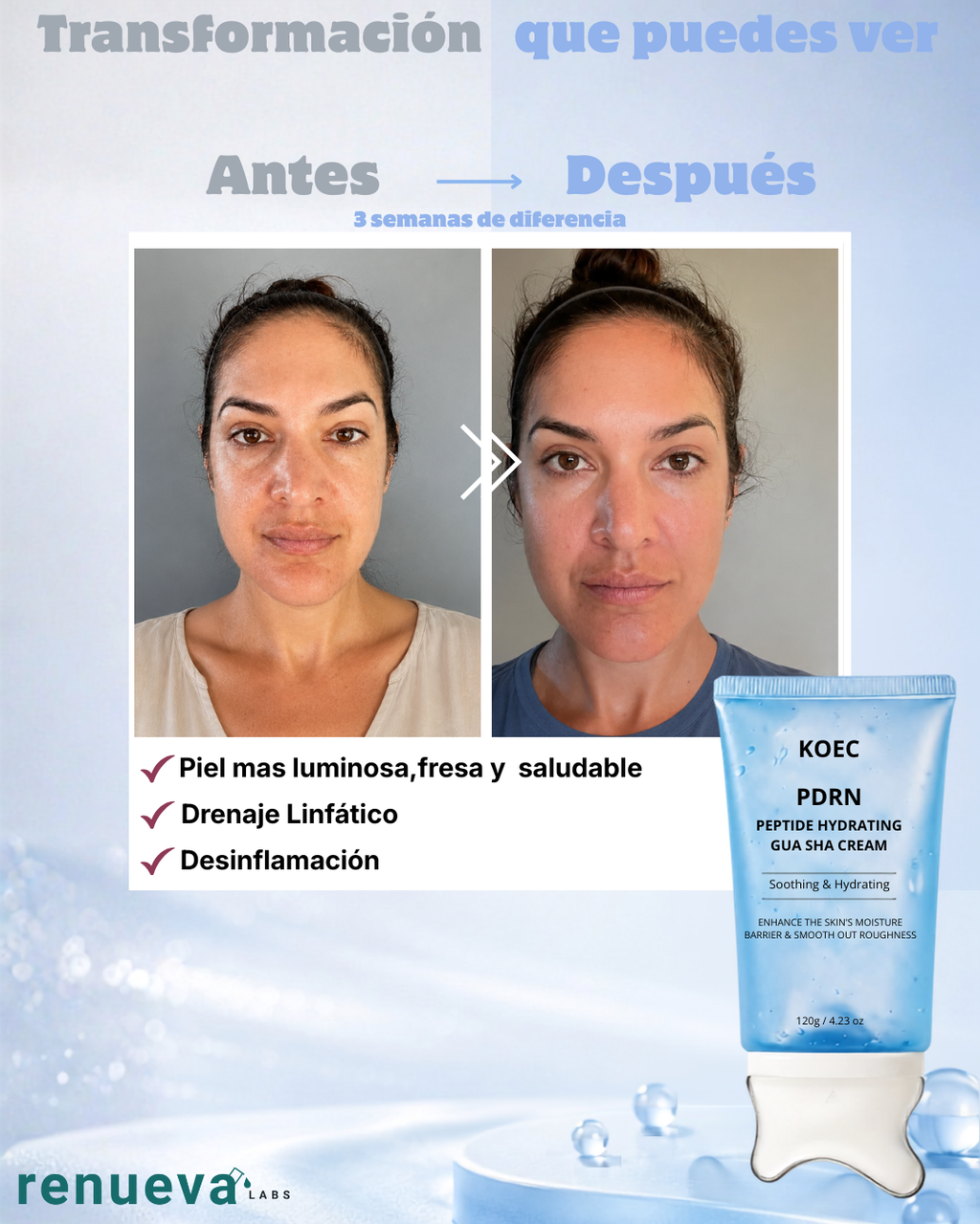 GEL PDRN + Péptidos (2 en 1) con Aplicador Gua Sha