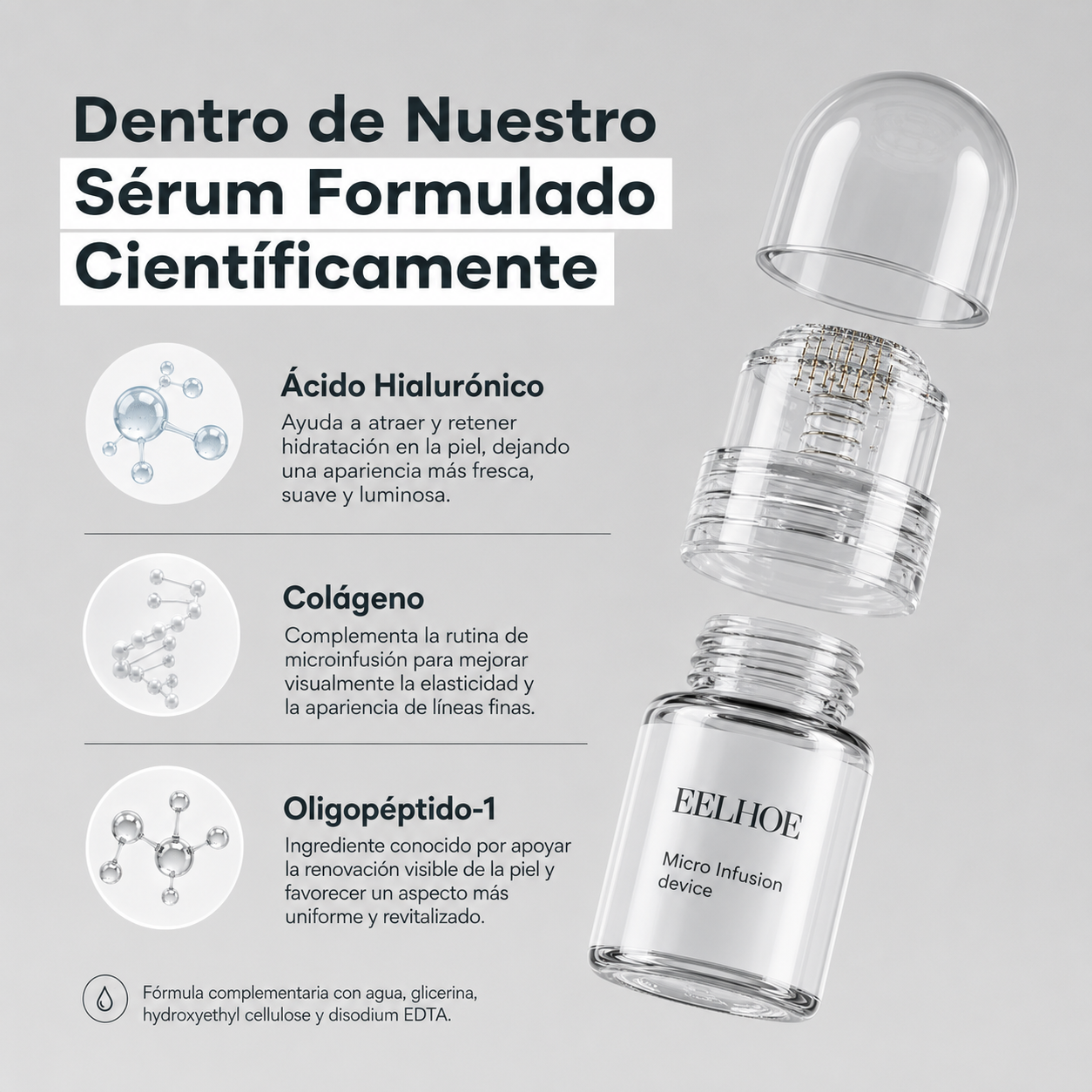 Sistema de microinfusión facial con ácido hialurónico + péptidos