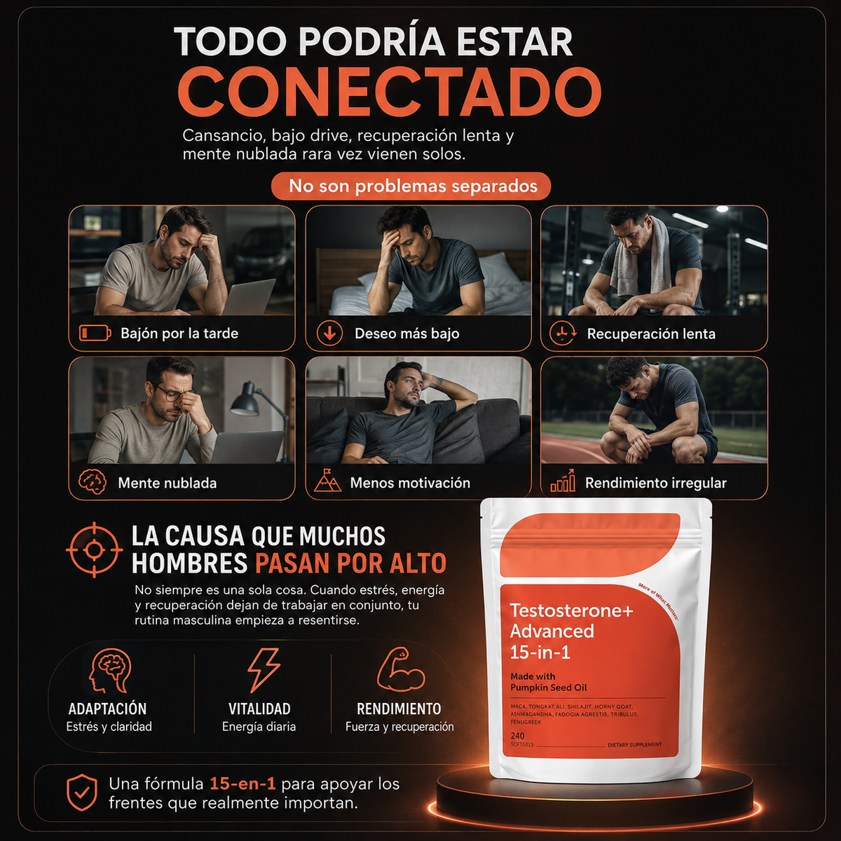 Fórmula Masculina Avanzada 15 en 1 – 240 cápsulas blandas